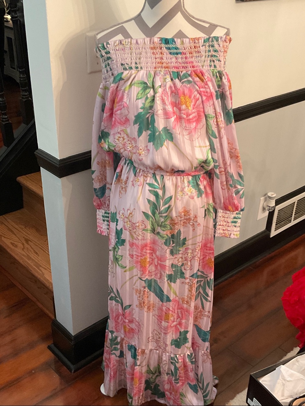 Boston Proper Pink Floral Off-Shoulder Maxi Dress for Girls